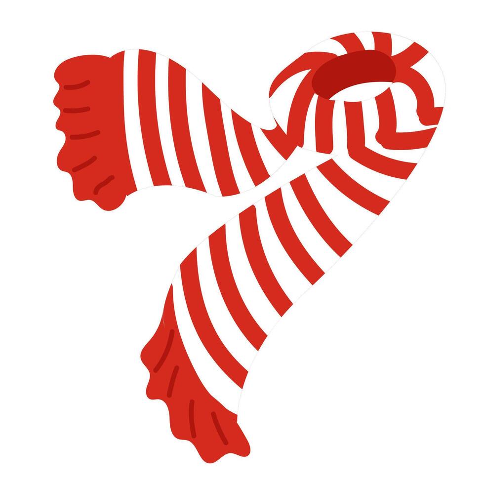 Red striped scarf isolated on white. illustration, no transparency vector