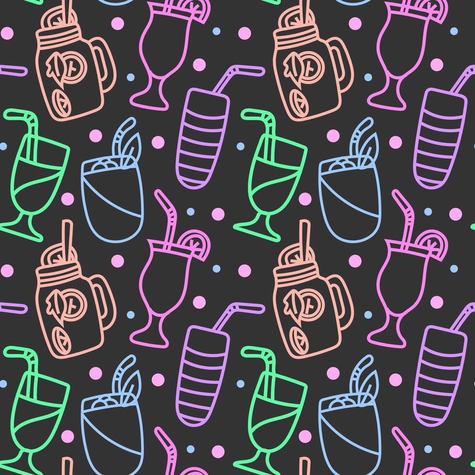 Cute seamless pattern with summer symbols. Hand-drawn illustration. vector