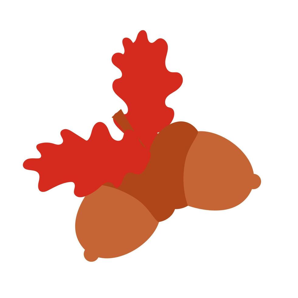 Acorns icon in flat style isolated on white background. Canadian Thanksgiving Day symbol stock illustration. vector