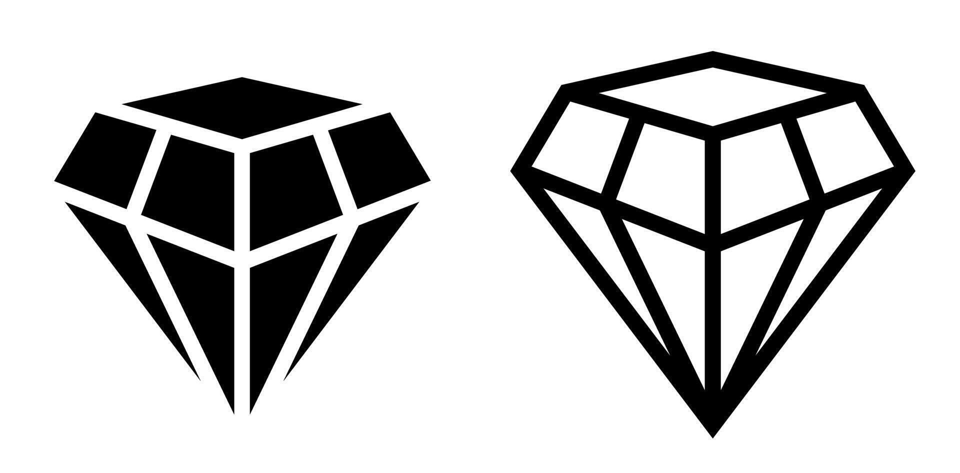 Black and White Geometric gem Diamond Icons vector