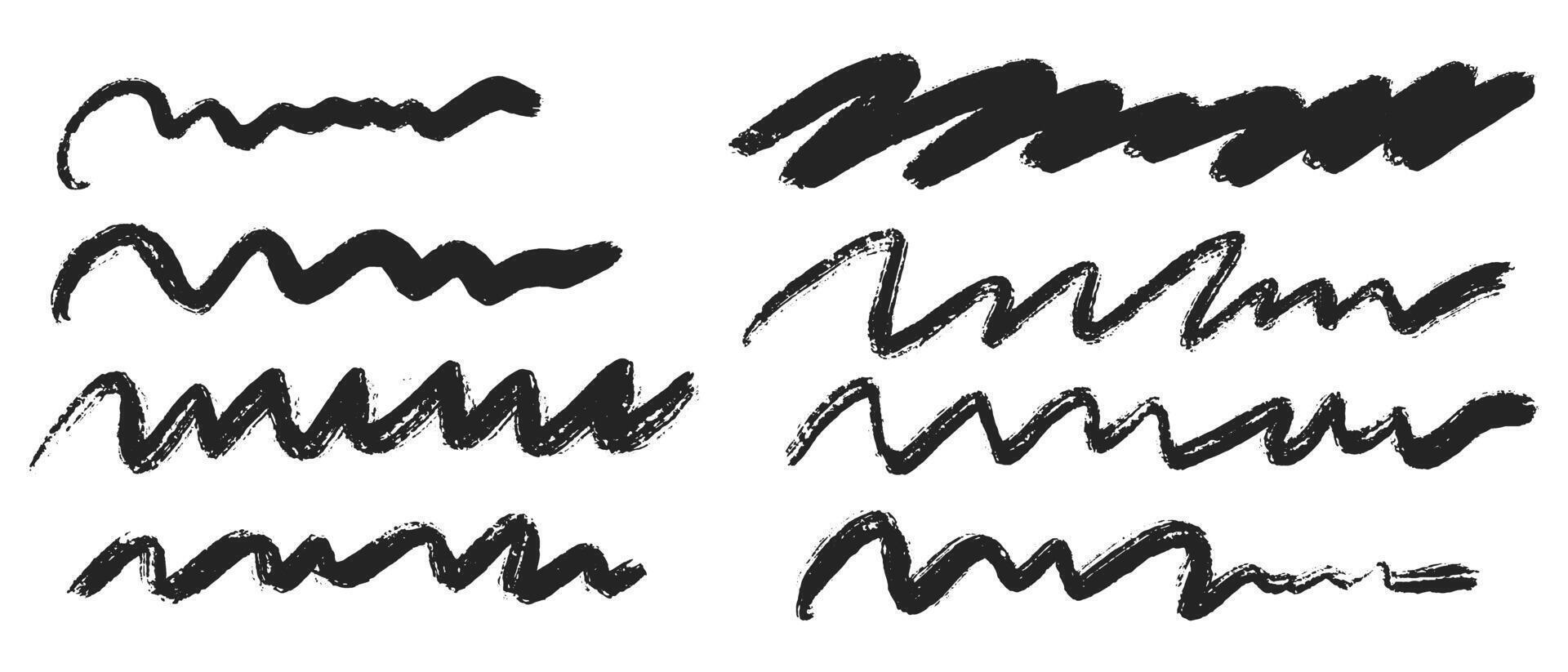 Black brushstroke and scribble line collection vector