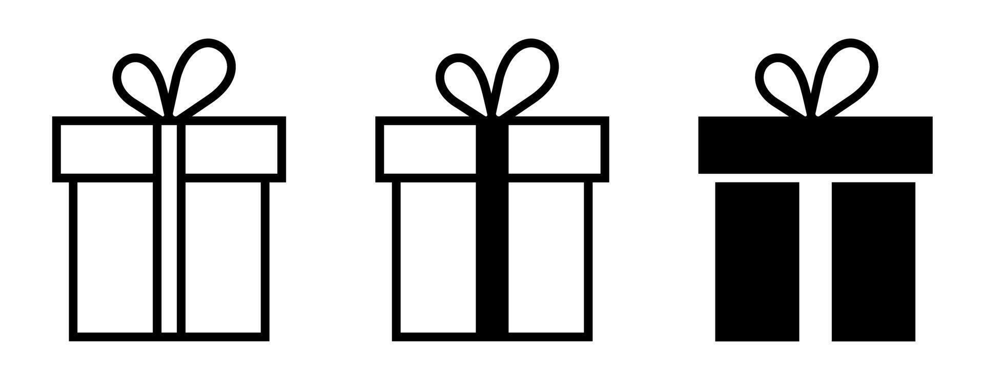 Gift Box Icon Set with Bows vector