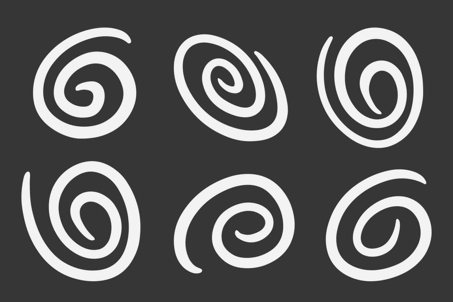 White Spiral Icons on Dark Background vector