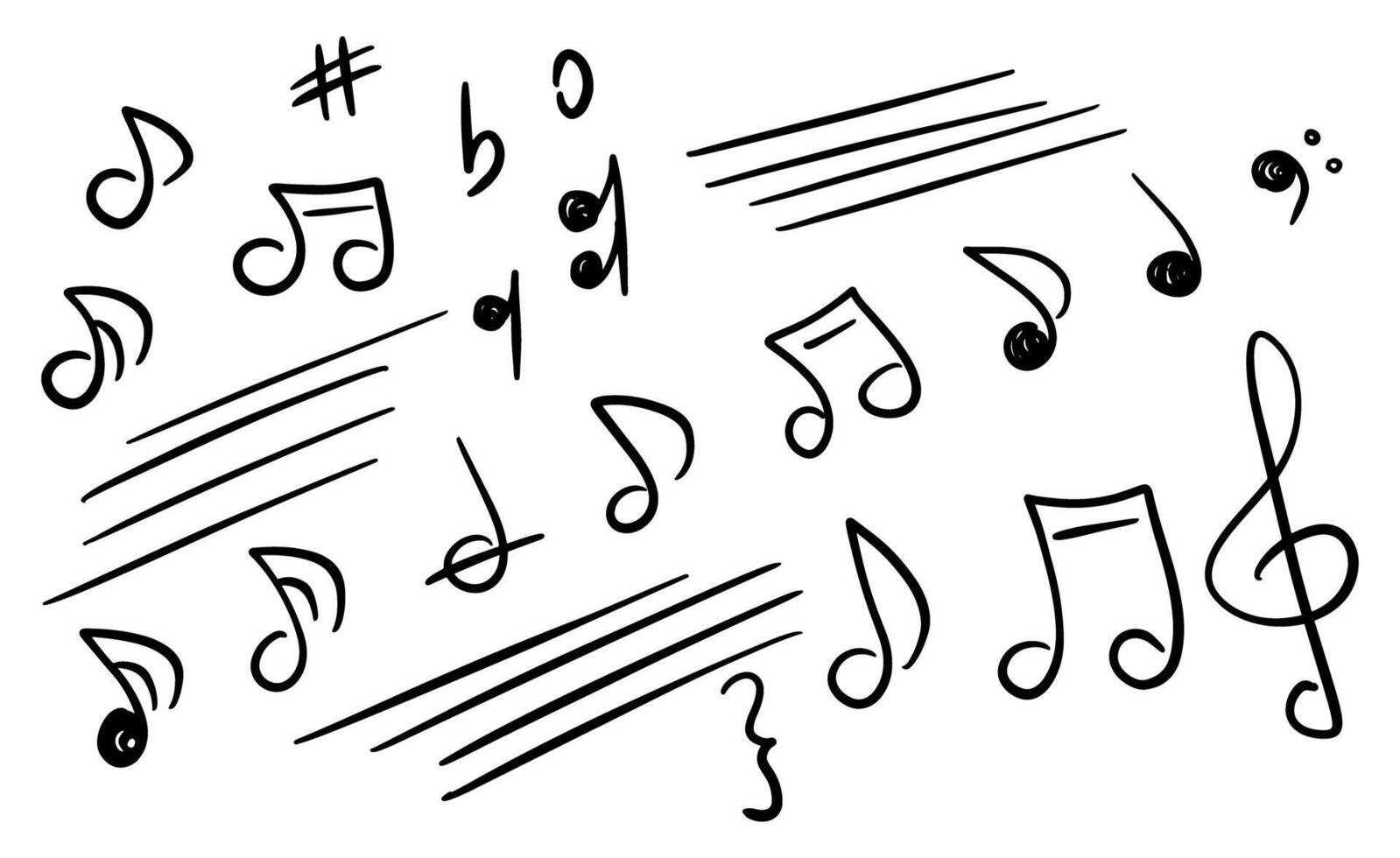 Hand-drawn musical notes and symbols illustration vector