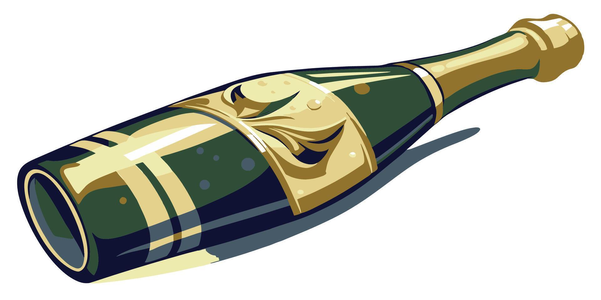 Champagne. Bottle of champagne on white background. illustration vector