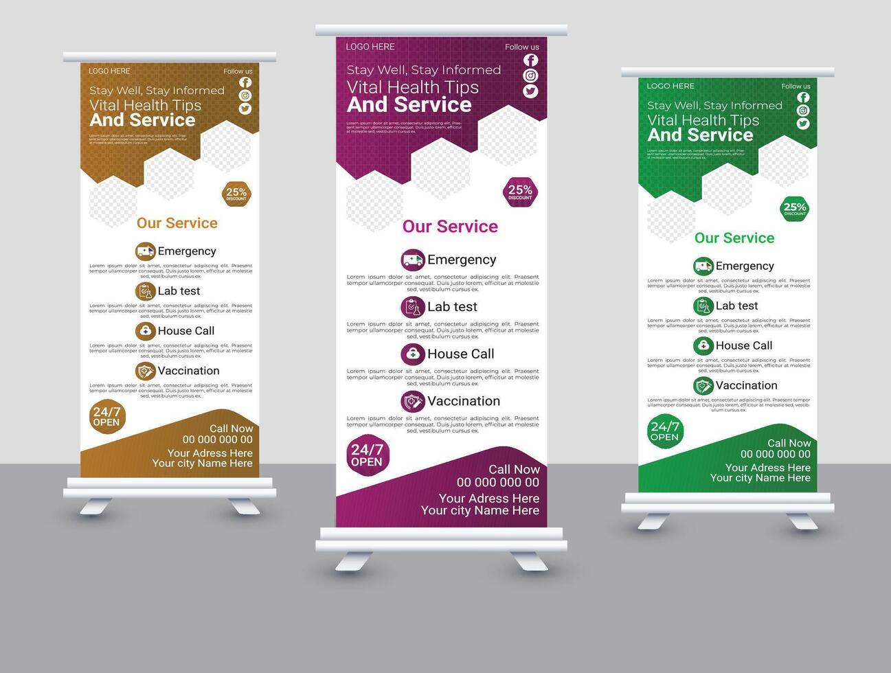 Medical Roll Up Banner design. vector