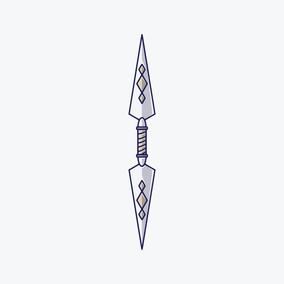 illustration of ninja weapon kunai knife, isolated on white background. vector