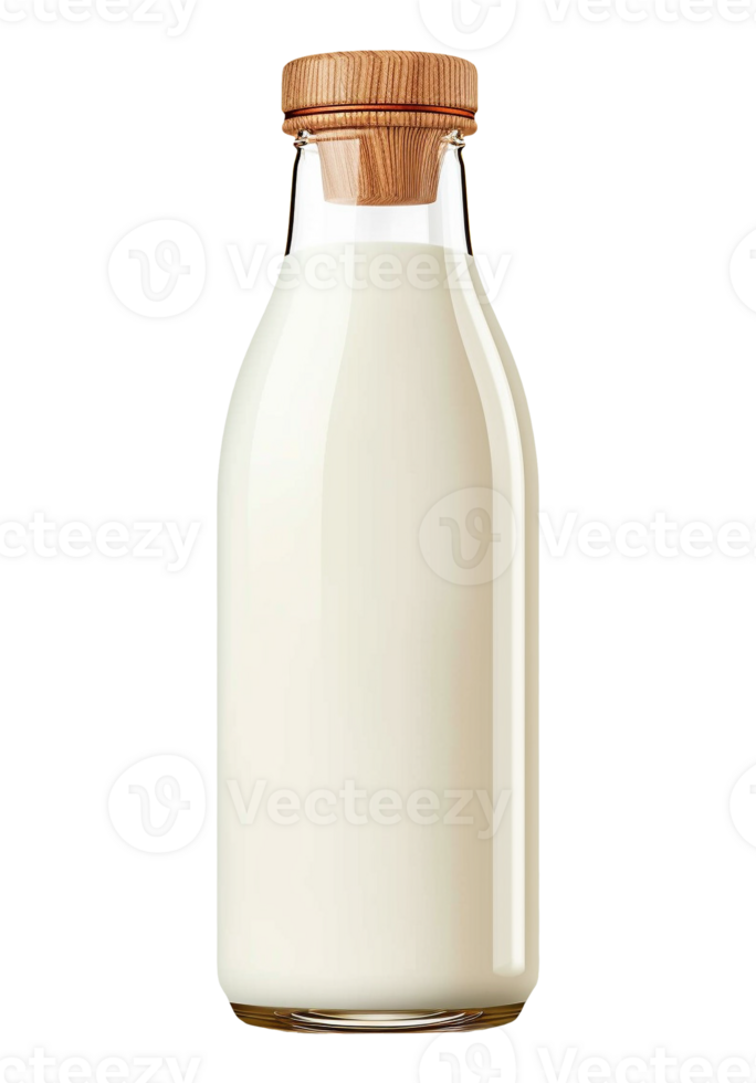 a glass bottle of milk on a transparent background png