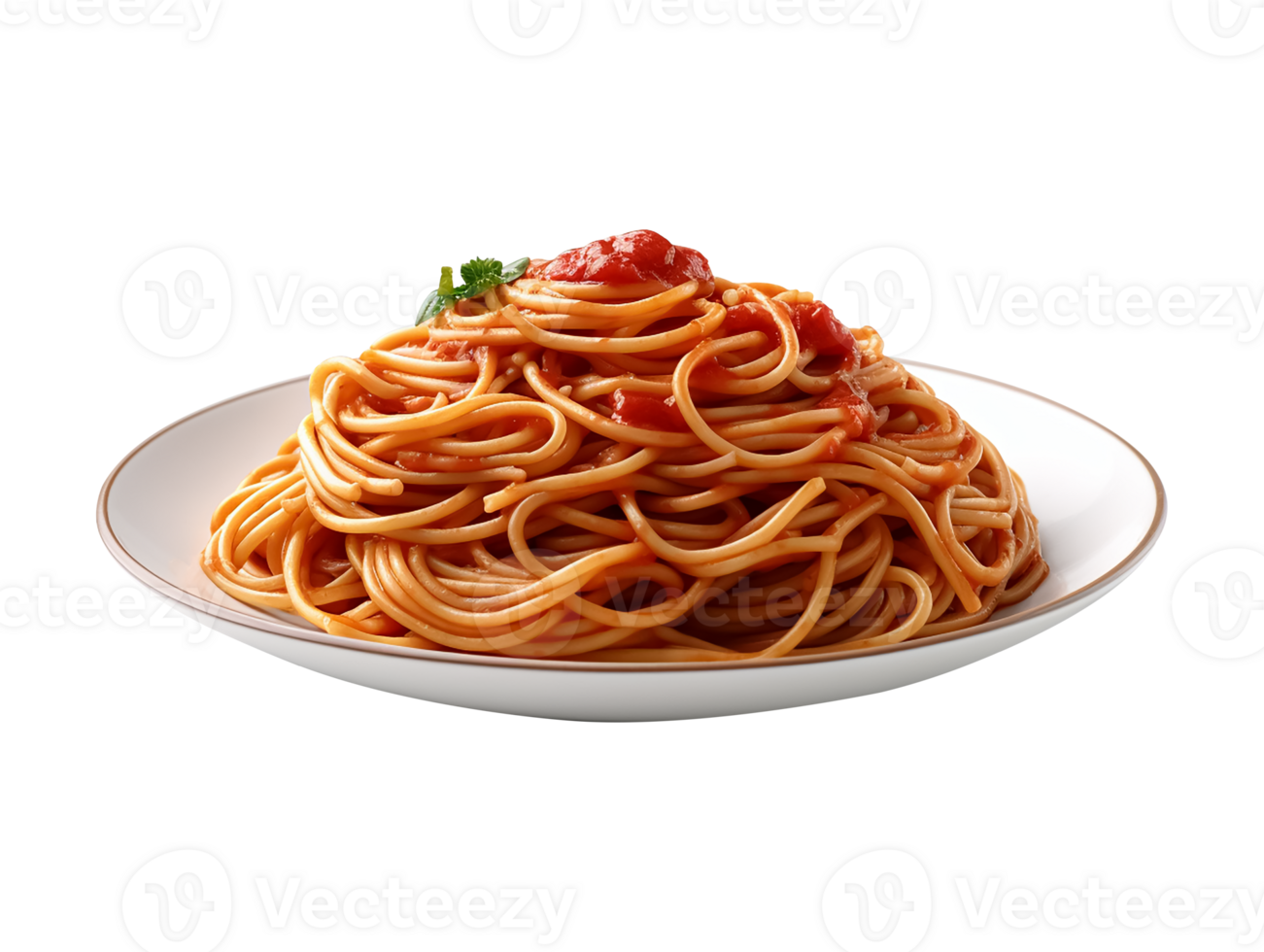 tasty spaghetti on a plate on a transparent background png