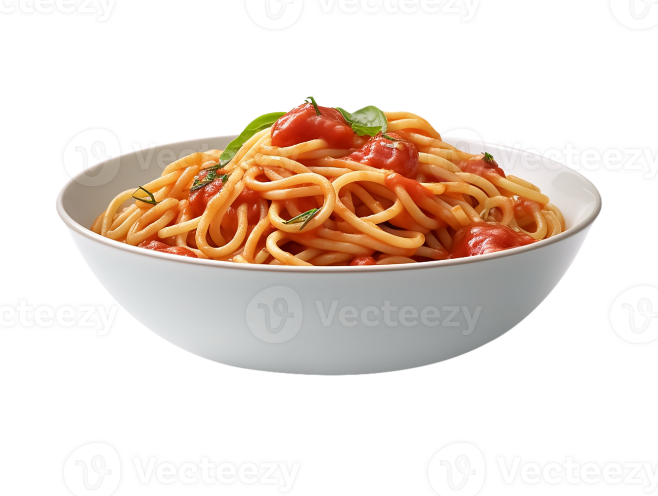 spaghetti with tomato sauce in a bowl on a transparent background png