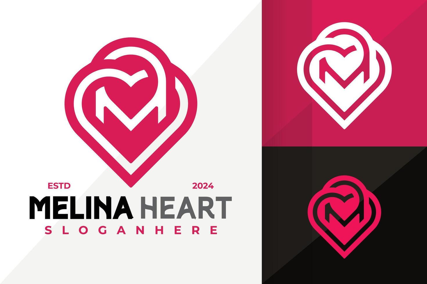 Letter M Heart Logo Icon Design. Creative simple logos designs illustration vector