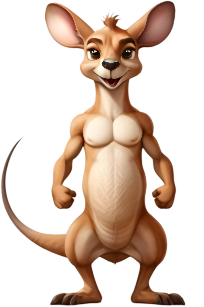 Whimsical Kangaroo Cartoon for Art Projects. . png