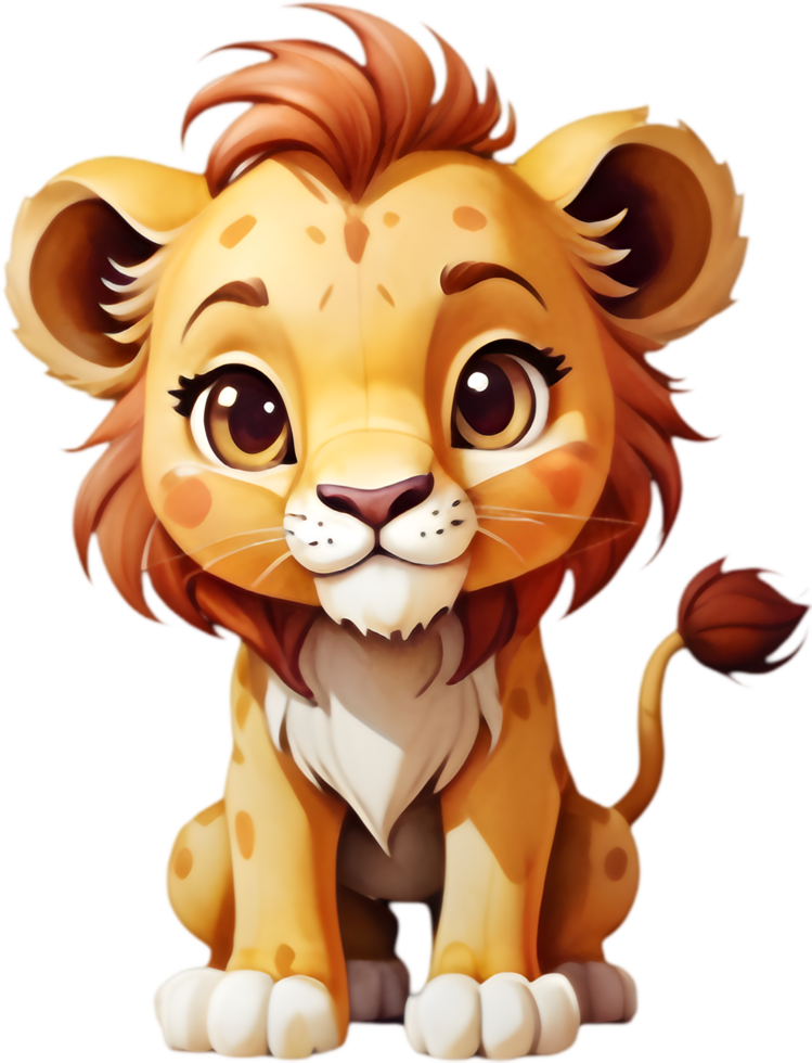 Playful Lion Cartoon Clipart, Ideal for Educational Resources. . png