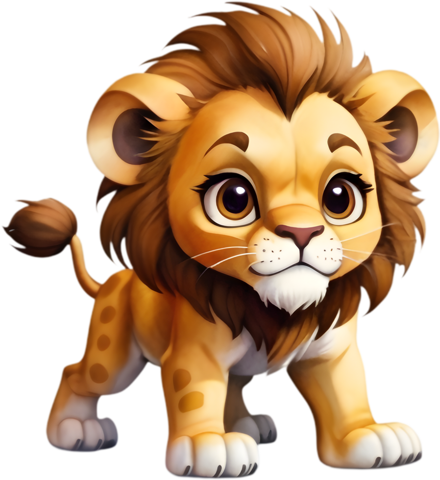 Cute Lion Cartoon Clipart, Great for Stickers and Badges. . png