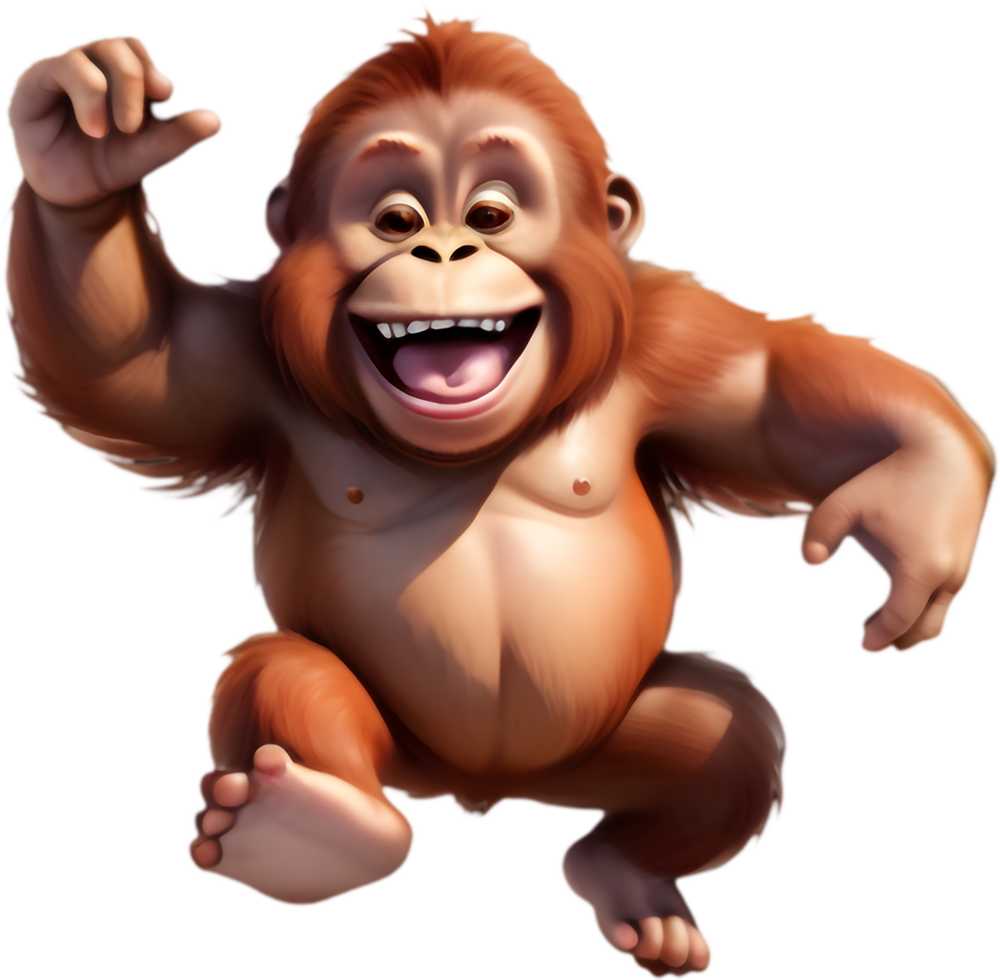 Cute Cartoon Orangutan for Child-Friendly Content. . png