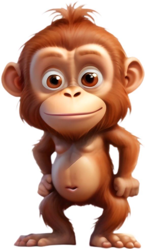 Whimsical Orangutan Cartoon for Kids Crafts. . png