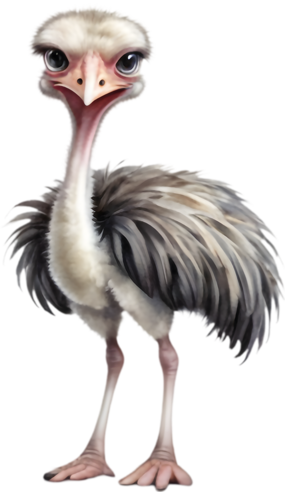 Sweet Ostrich Cartoon for Greeting Cards. . png