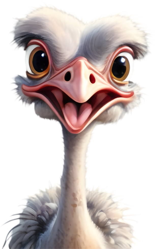 Whimsical Ostrich Cartoon for Childrens Art. . png