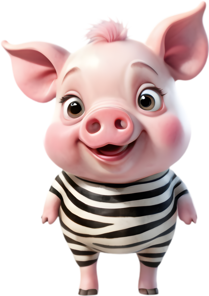 Lovely Pink Pig Clipart for Nursery Decor. . png