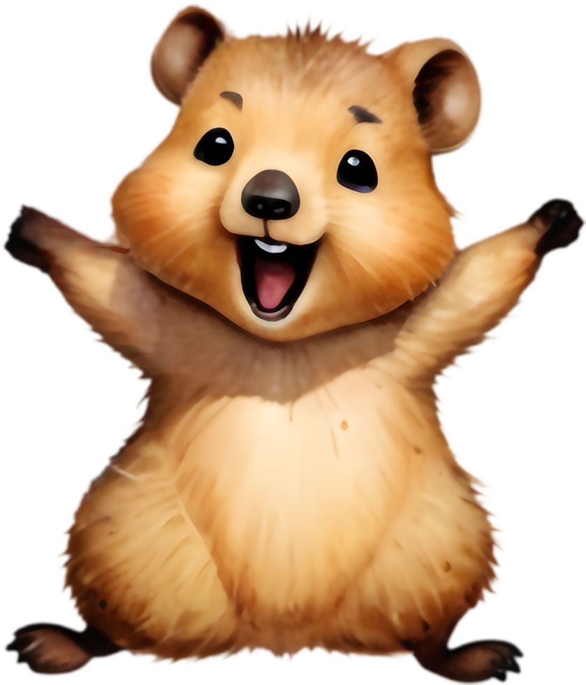 Adorable Quokka Cartoon Clipart for Magnets and Keychains . png