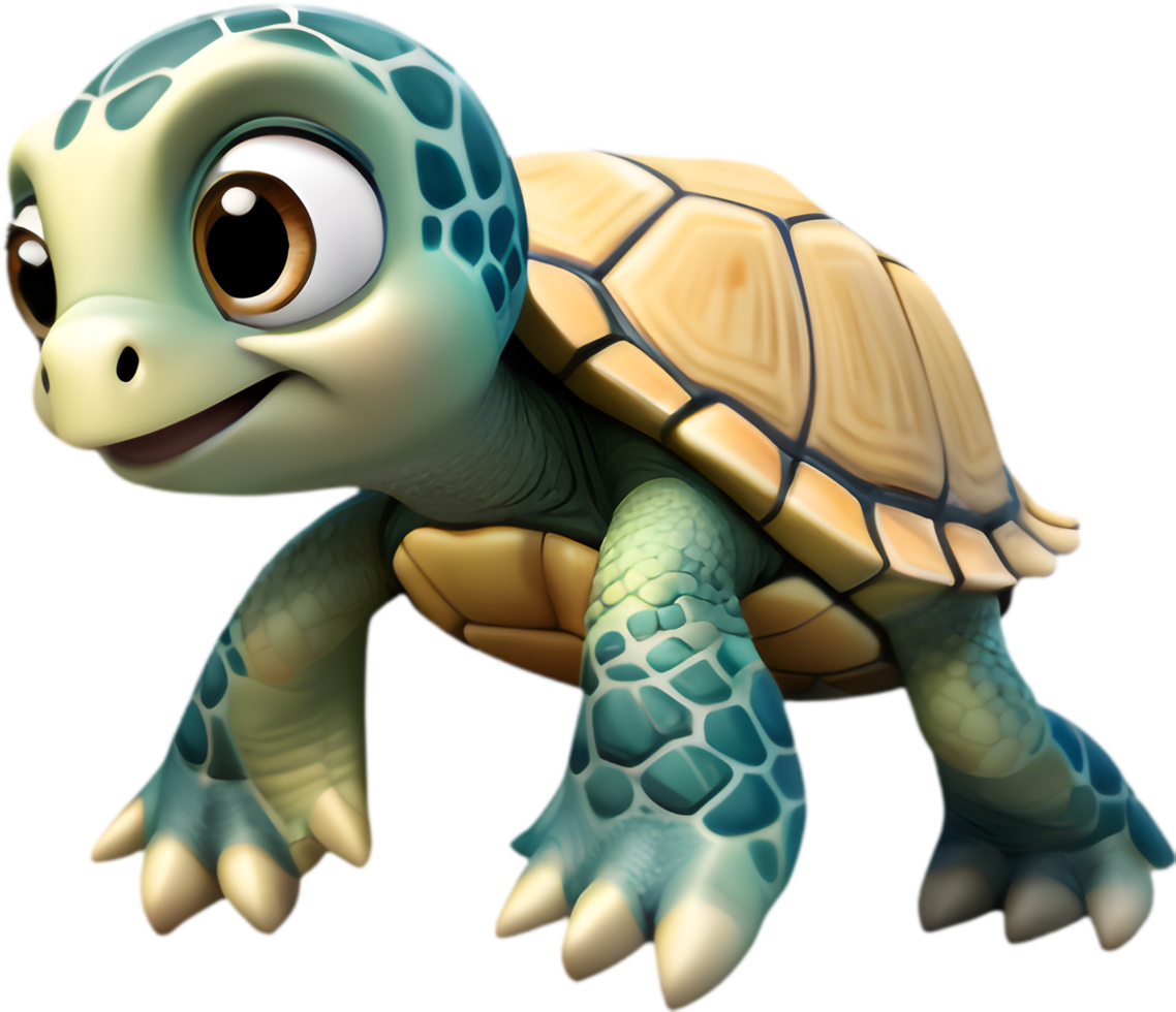 Endearing Sea Turtle Cartoon Clipart Suitable for Graphic Design Elements. . png