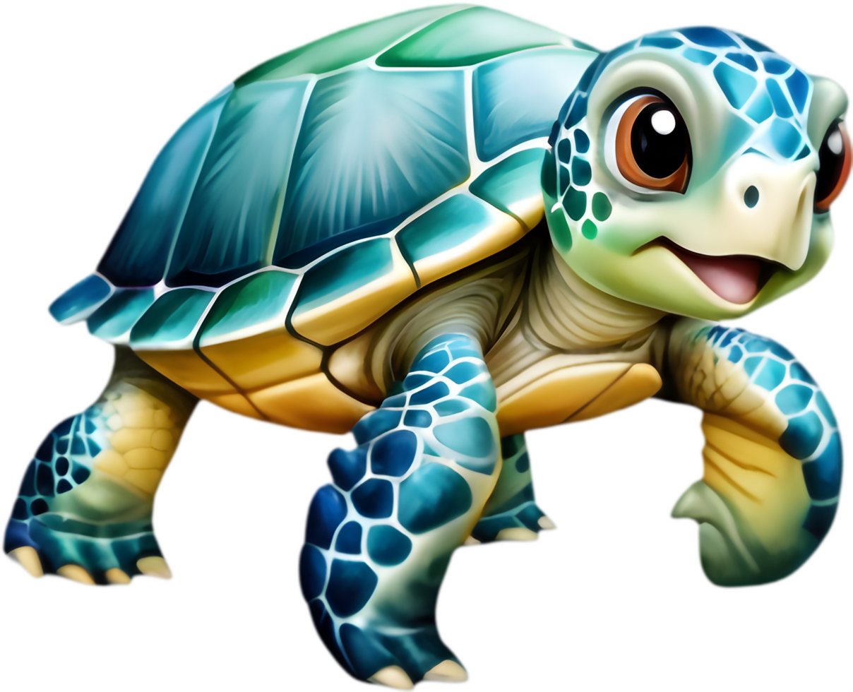 Whimsical Sea Turtle Cartoon Clipart Suitable for Graphic Design Projects. . png