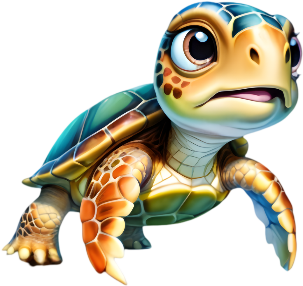 Adorable Sea Turtle Cartoon Clipart for Websites and Blogs. . png