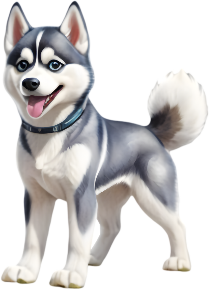 Playful Husky Cartoon Clipart for Digital Art. . png