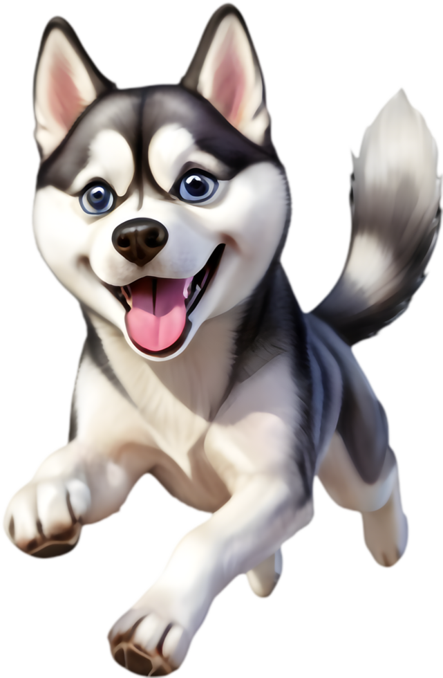 Delightful Siberian Husky Cartoon for Creative Use. . png