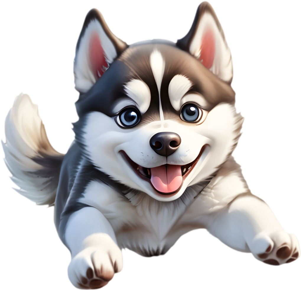 Delightful Siberian Husky Cartoon Clipart for Crafts. . png