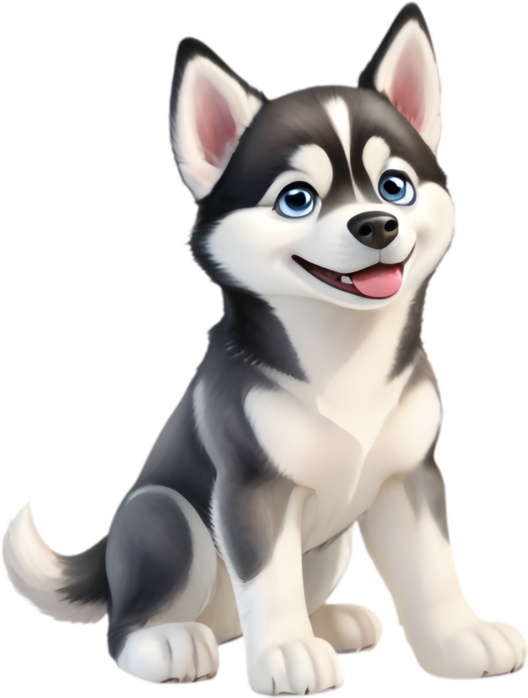 Cute Husky Cartoon Clipart for Digital Designs. . png