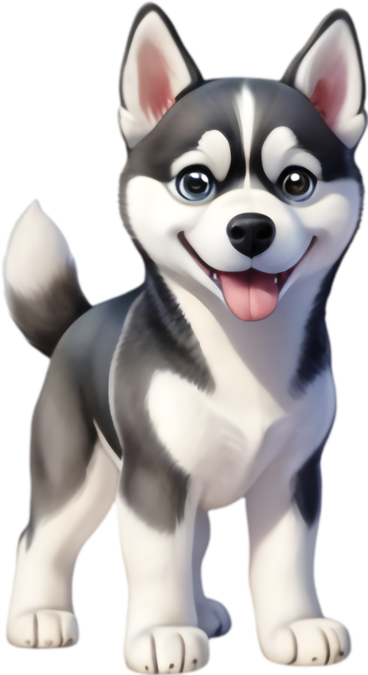 Happy Siberian Husky Cartoon Clipart for Projects. . png