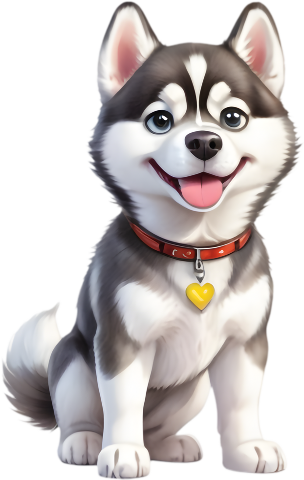 Adorable Siberian Husky Cartoon Clipart for Projects. . png