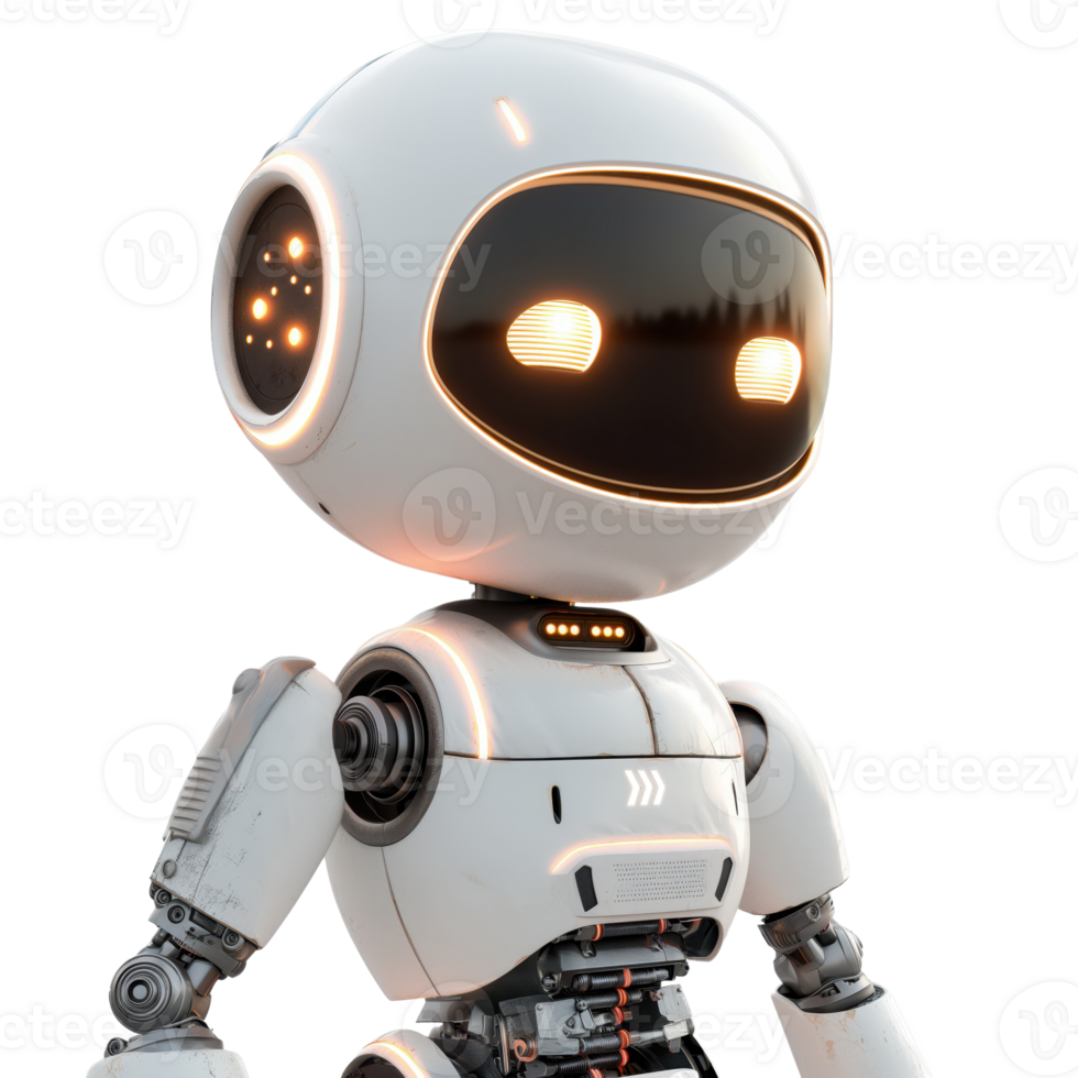 Charming Robot with Twinkling Lights on Clear Backdrop png