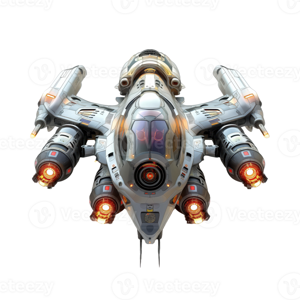 Elegant Futuristic Starship Against a Pristine Clear Backdrop png