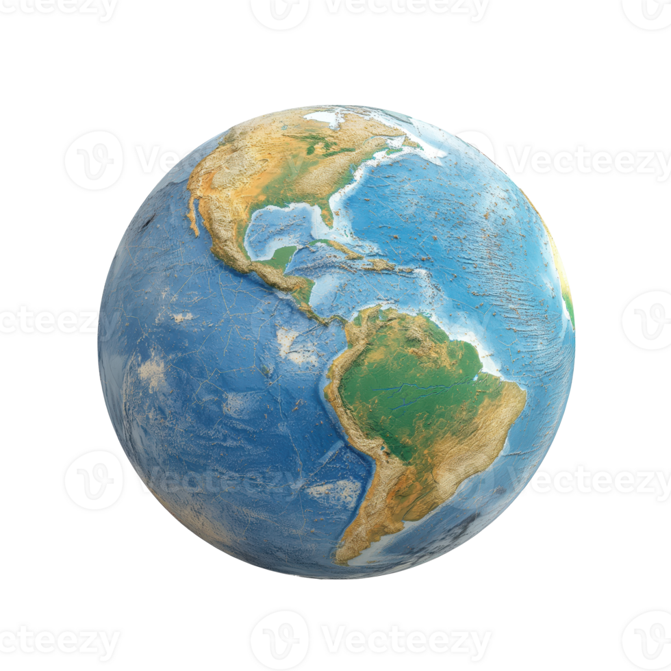Radiant Earth Globe with Transparent Background A detailed depiction of the Earth s continents and oceans, brilliantly rendered with intricate accuracy. png
