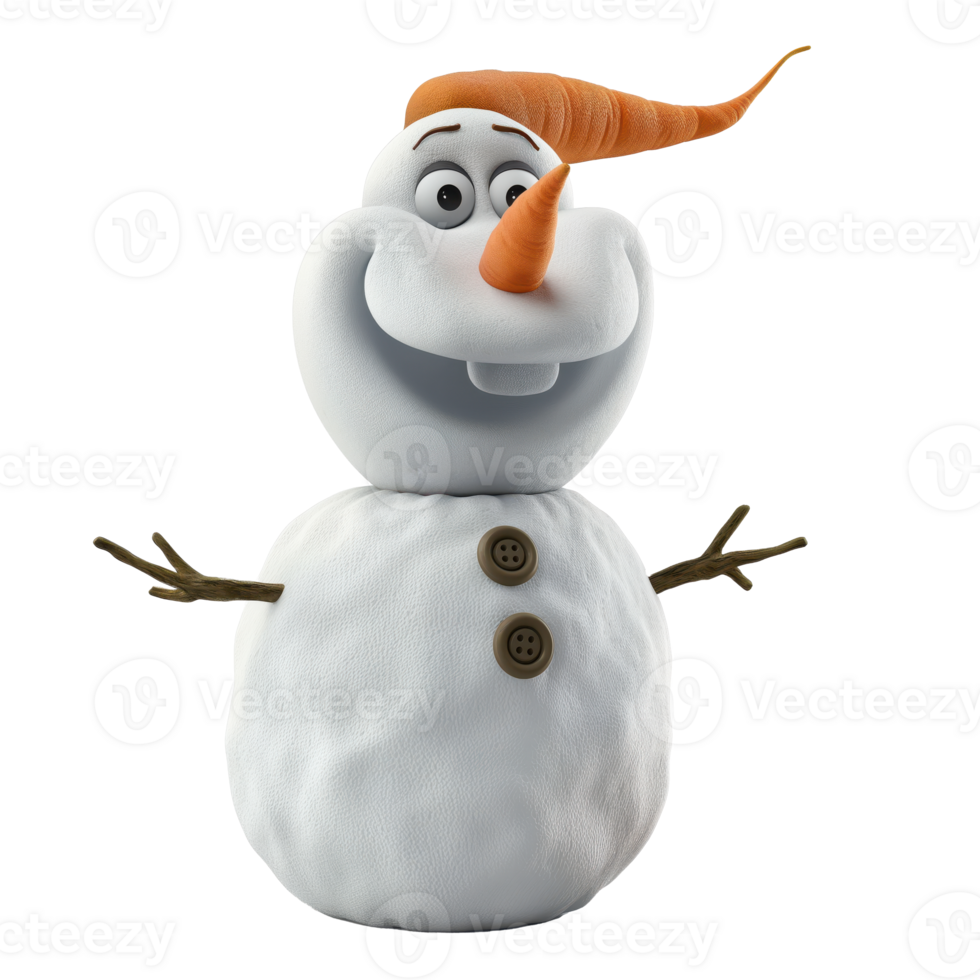 Joyful Snowman with Carrot Nose and Coal Eyes Against a Clear Backdrop png