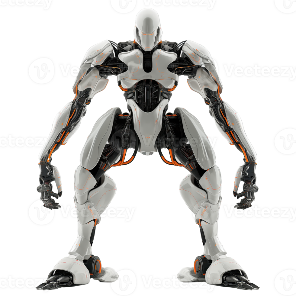 Futuristic Robot with Articulated Limbs on Transparent Background - A Striking Image of Advanced Machinery and Modern Design png