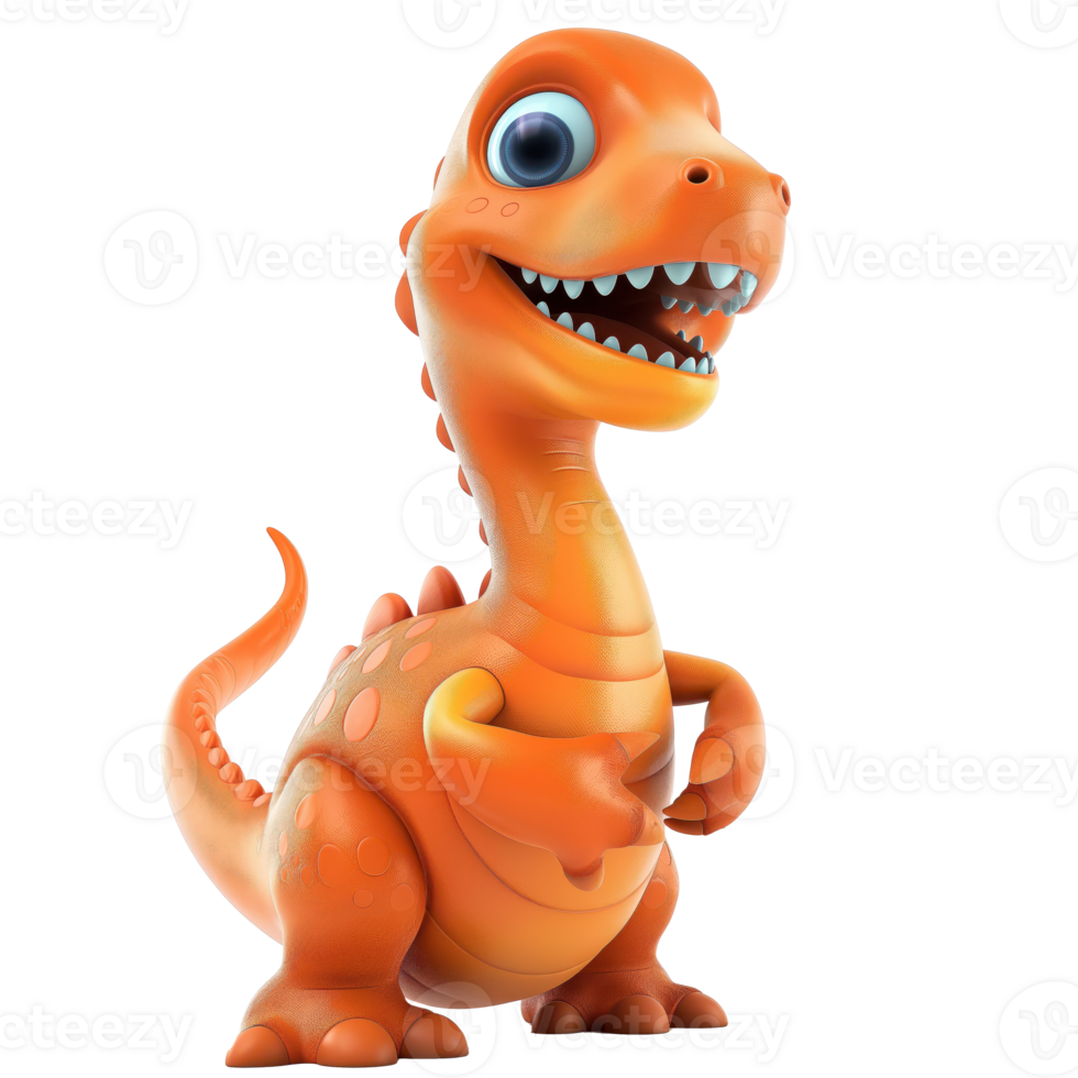 A Charming Dinosaur Sporting a Beaming Smile on a Clear Canvas. A Cheerful Prehistoric Creature Radiating Joy Against a Transparent Backdrop png
