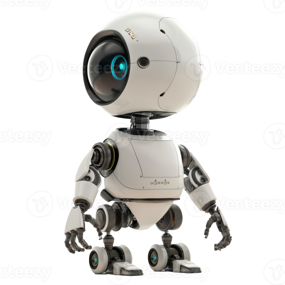 Animated Robot with Blinking Lights on Transparent Background A ...