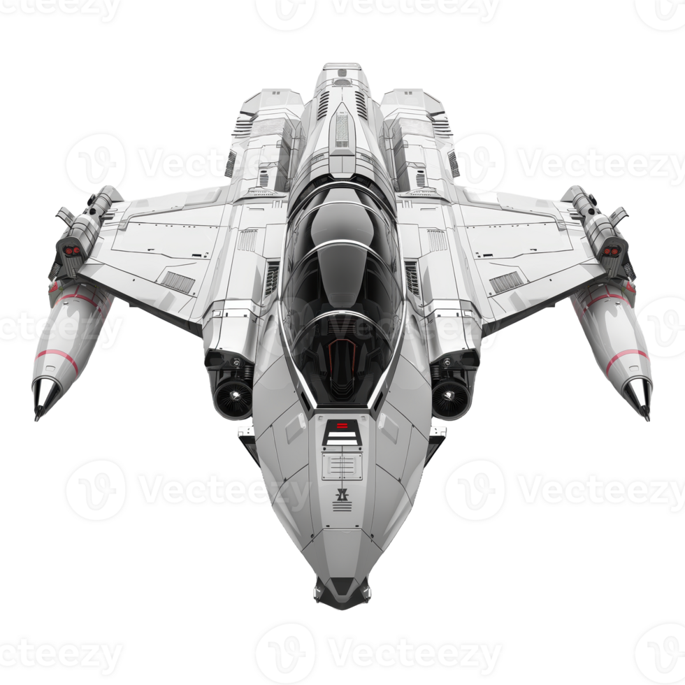 Futuristic Spaceship Navigating Through the Cosmos An intricately designed spacecraft soars against a clear background, showcasing advanced technology and sleek design. png