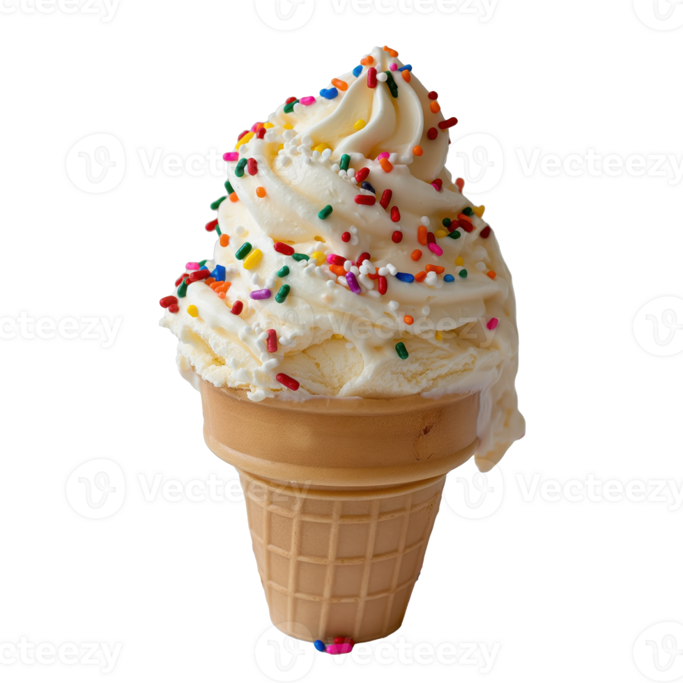 Whimsical Ice Cream Cone with Colorful Sprinkles Against a Clear Background png