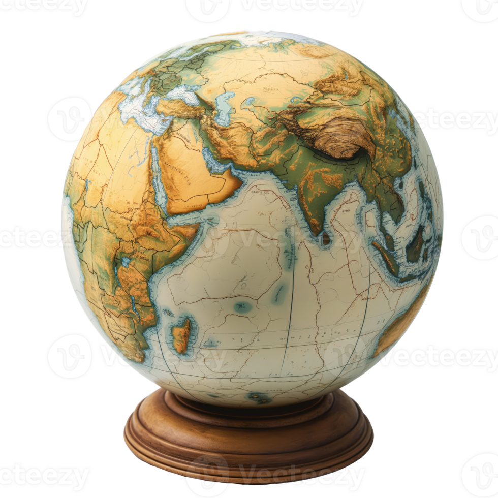 Intricately Detailed Earth Globe on Clear Background. Captivating Depth and Realism in Every Continent. png