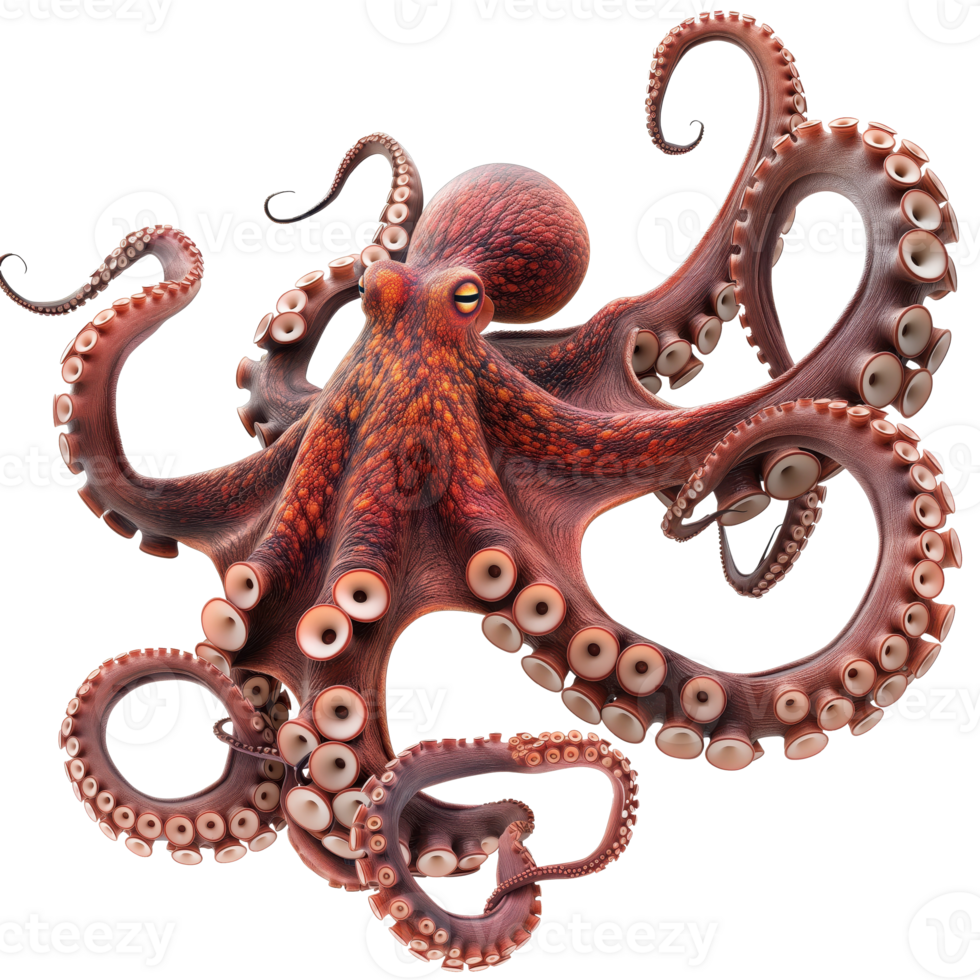 Majestic Giant Octopus with Outstretched Tentacles Against Clear Background. Intricate Details and Graceful Curves of Marine Wonder. png