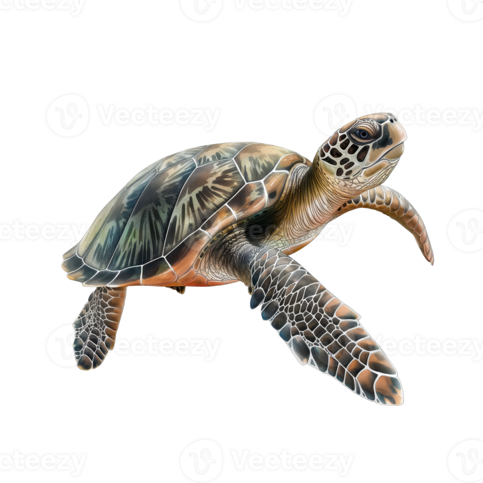 Graceful Sea Turtle s Ocean Dance An enchanting underwater moment captures a sea turtle swimming freely against a clear backdrop. png