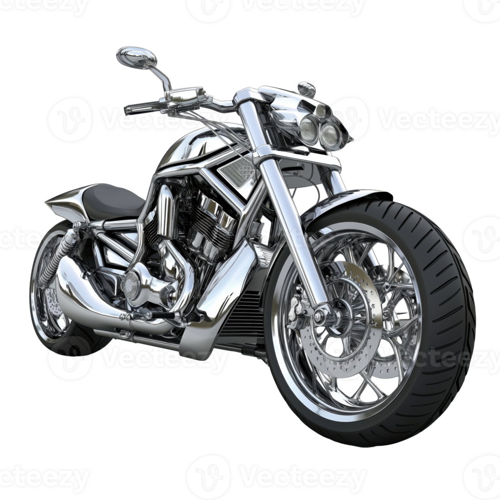 Glistening Motorcycle with Chrome Accents on Clear Background png