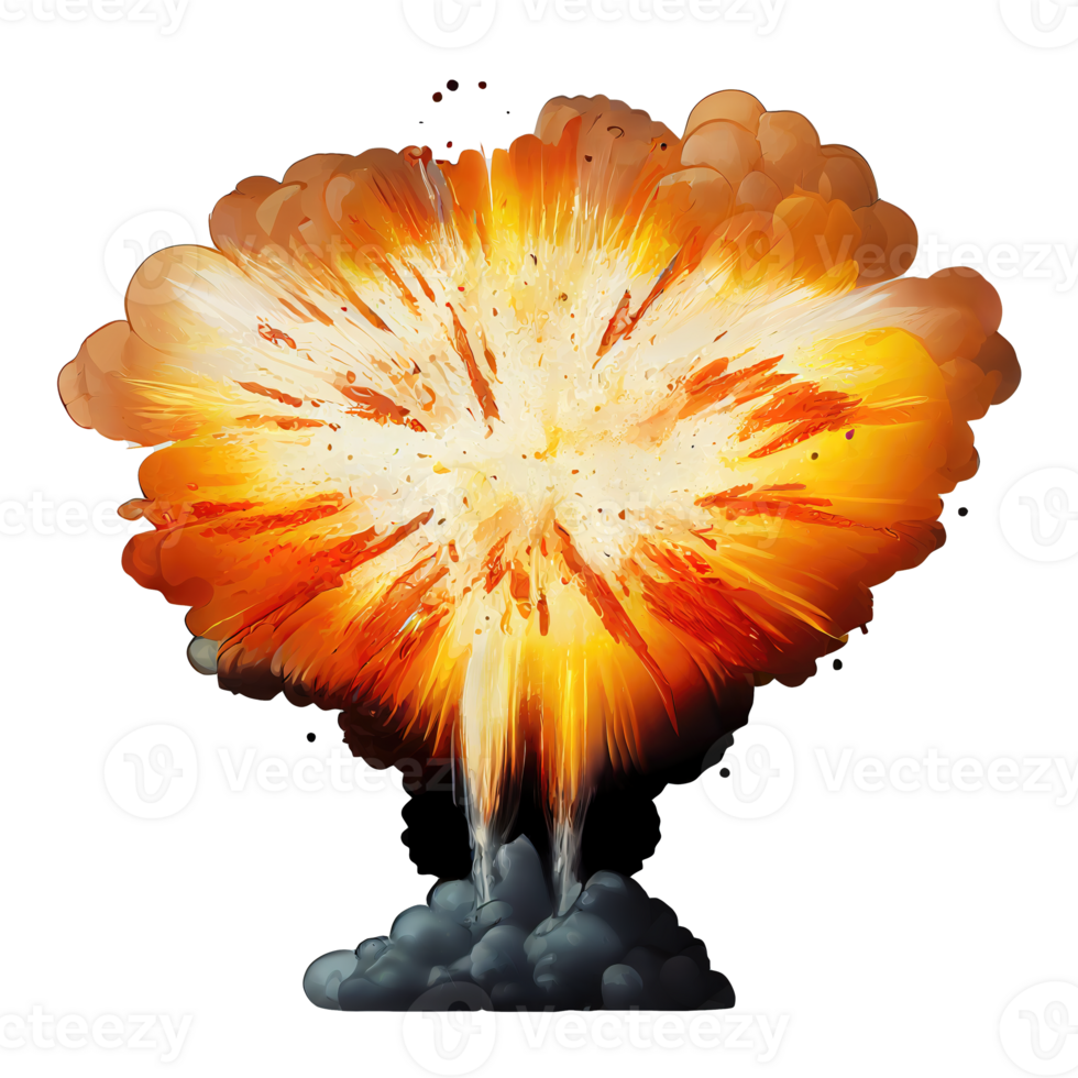 Colorful Cartoon Explosion on Transparent Background Dynamic comic-style burst with vibrant colors, ready for creative projects. png