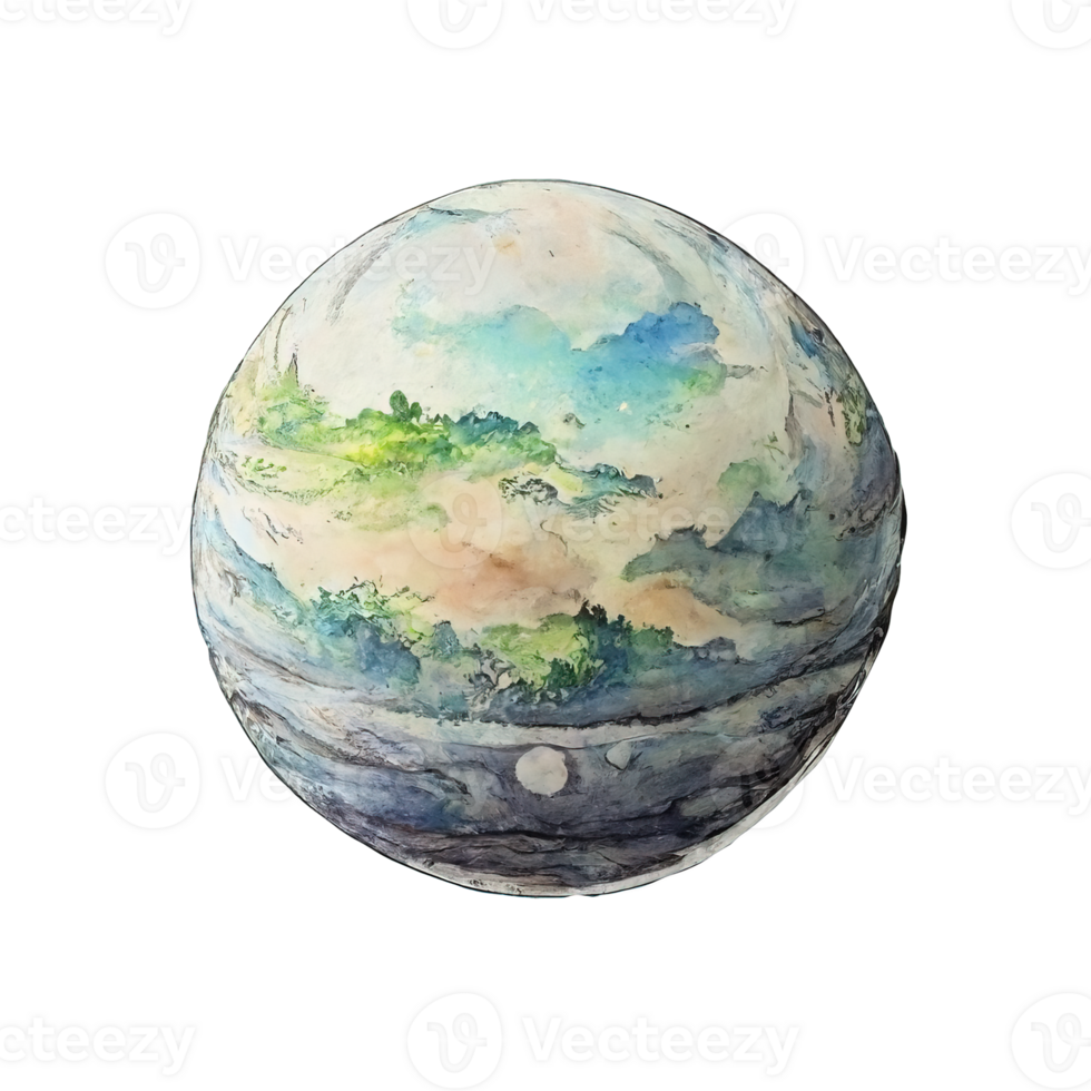 Vibrant Watercolor Planet A Stunning Fusion of Colors on Clear Canvas png