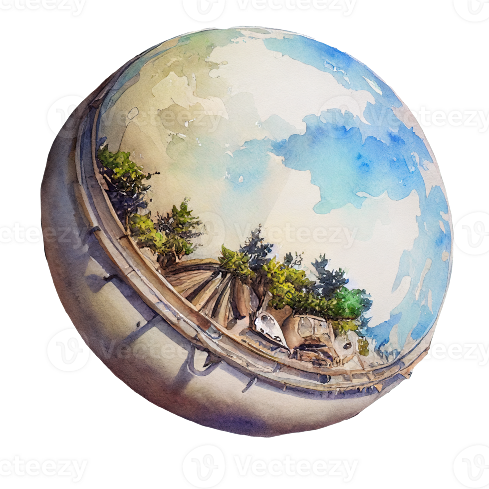Vibrant Watercolor Planet Illustration A Splash of Cosmic Color on a Clear Canvas png