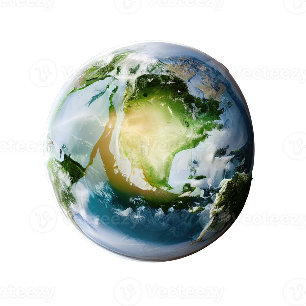 Vivid Globe with Transparent Backdrop Realistic Earth Capture png